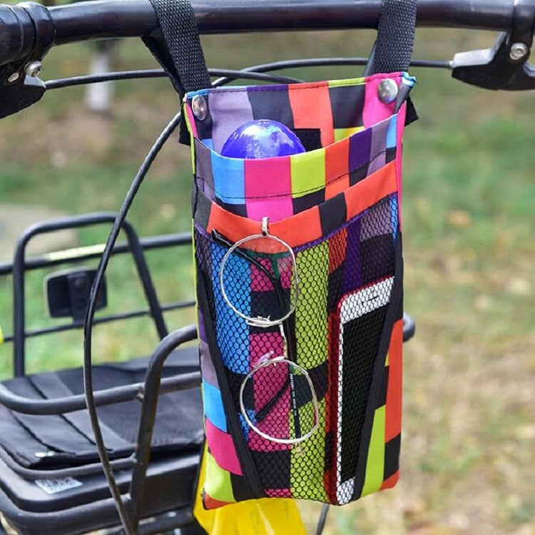 Electric Motorcycle Storage Bag Small Bicycle Front Handle Storage Bag, Color:Medium Black Red