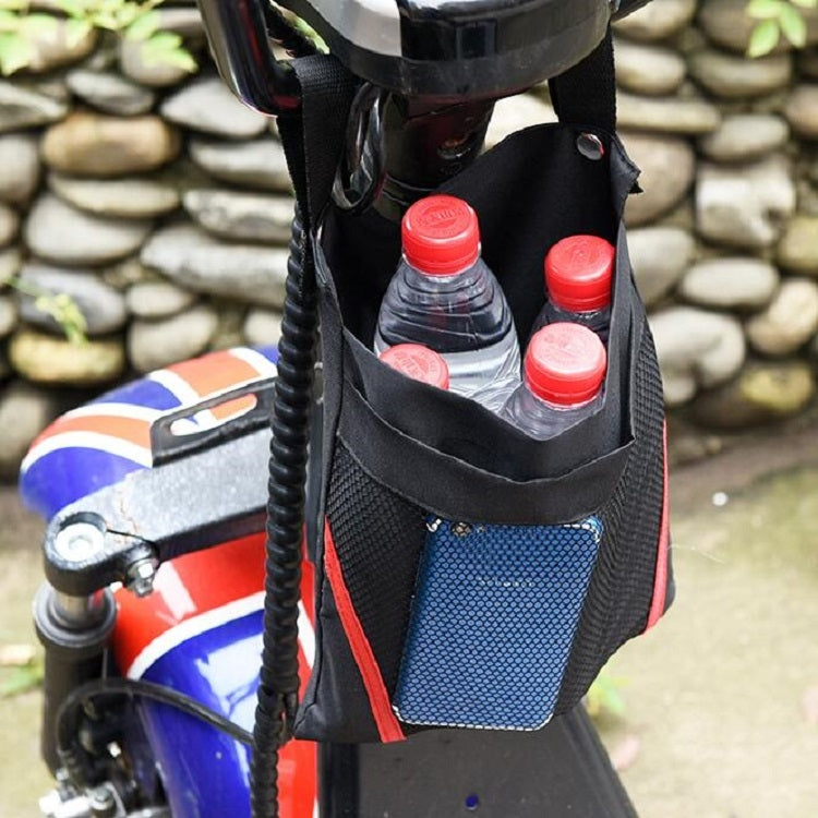 Electric Motorcycle Storage Bag Small Bicycle Front Handle Storage Bag, Color:Large Black Red Stripe