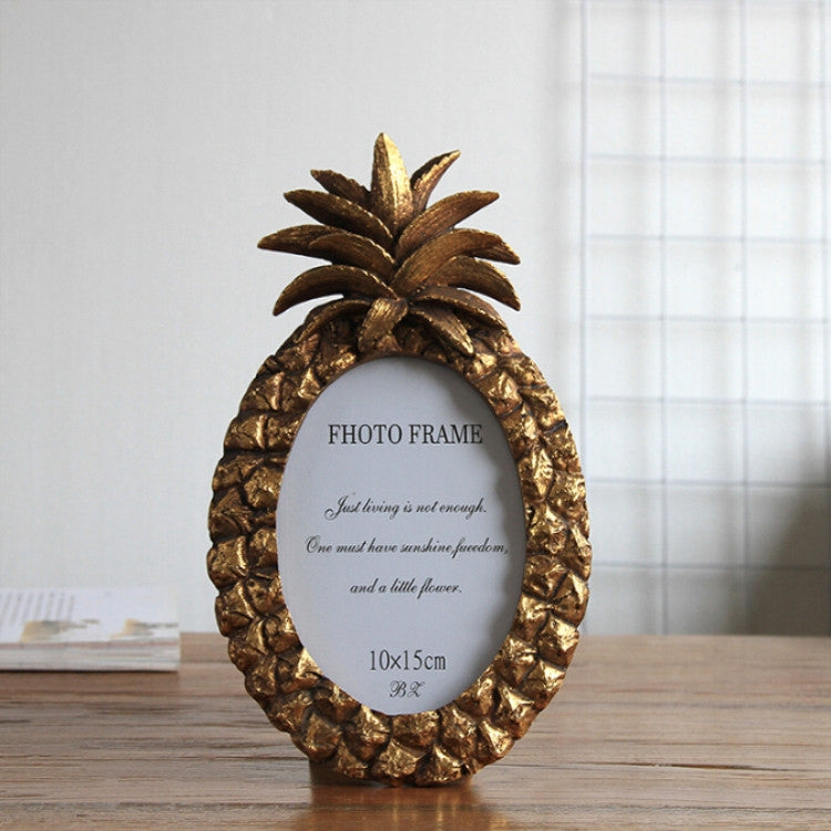 Ellipse Pineapple Retro Style Desktop Picture Frame Decoration, Color:Retro Gold, Size:7 inch