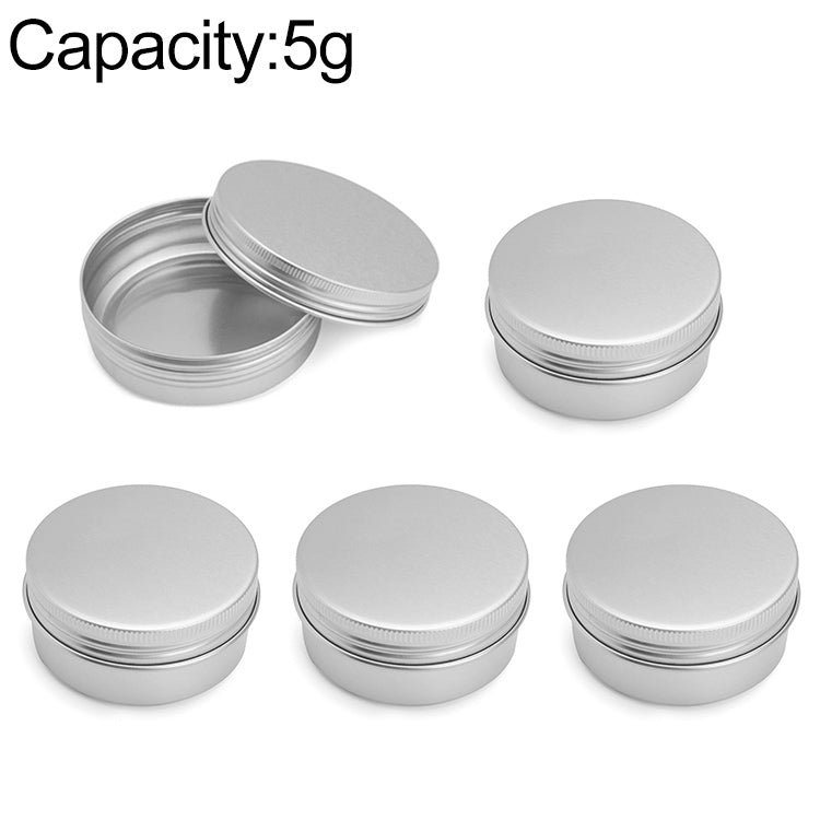 5 PCS Thread Refillable Aluminum Packaging Box Cosmetic Small Storage Case, Capacity:5g(Silver)