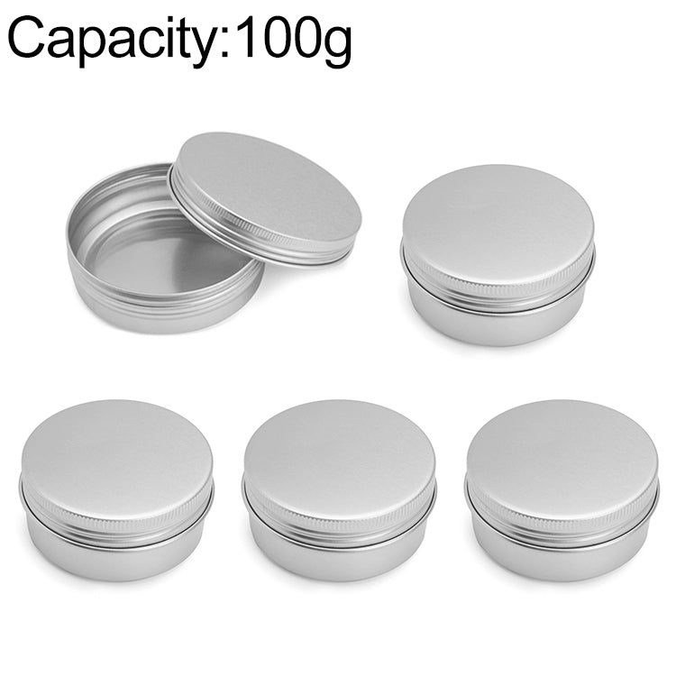 5 PCS Thread Refillable Aluminum Packaging Box Cosmetic Small Storage Case, Capacity:100g(Silver)