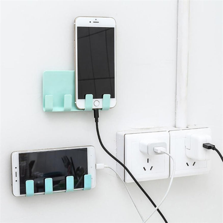 Practical Wall Sticking Phone Charging Holder Socket Strong Sticky Adhesive Sopport Rack Shelf With Hooks