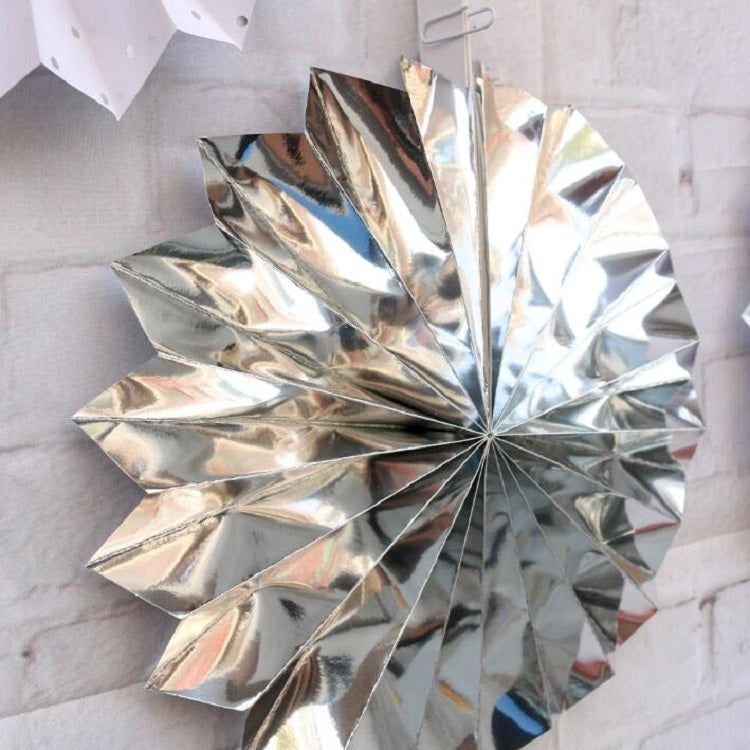 2 Sets Bronzing Paper Fan Flower Set Birthday Holiday Wedding Party Decoration, Color:Rose Gold 8pcs