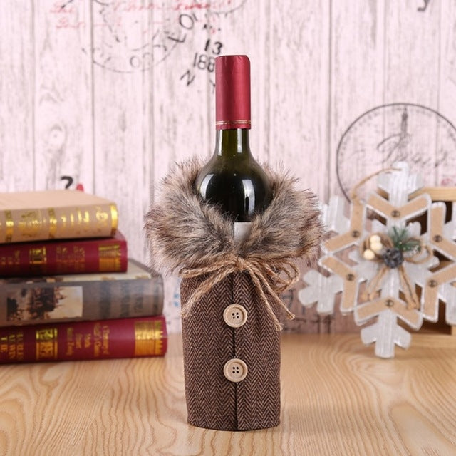 Christmas Ornaments Wine Set Bow  Bottle Set  Hotel Restaurant Decoration Props