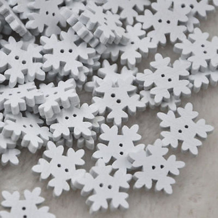 18MM White Snowflake Button, Quantity:50 PCS(White)