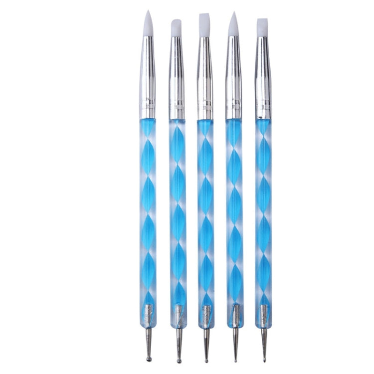 3 Pairs Nail Pen 5 Spiral Rod Silicone Pen Point Drill Pen Double Head Nail Pen Nail Tool