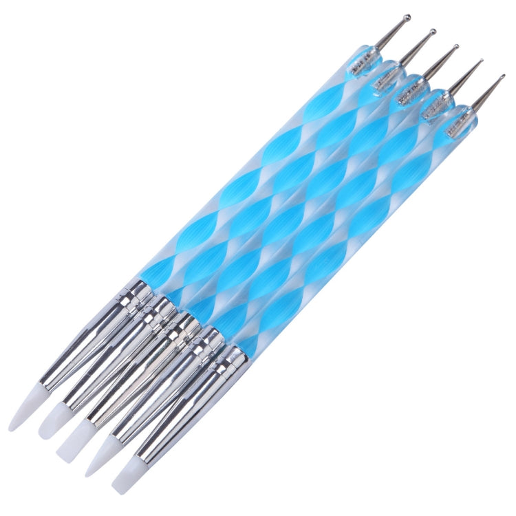 3 Pairs Nail Pen 5 Spiral Rod Silicone Pen Point Drill Pen Double Head Nail Pen Nail Tool
