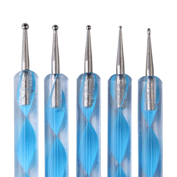 3 Pairs Nail Pen 5 Spiral Rod Silicone Pen Point Drill Pen Double Head Nail Pen Nail Tool