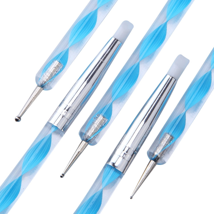 3 Pairs Nail Pen 5 Spiral Rod Silicone Pen Point Drill Pen Double Head Nail Pen Nail Tool
