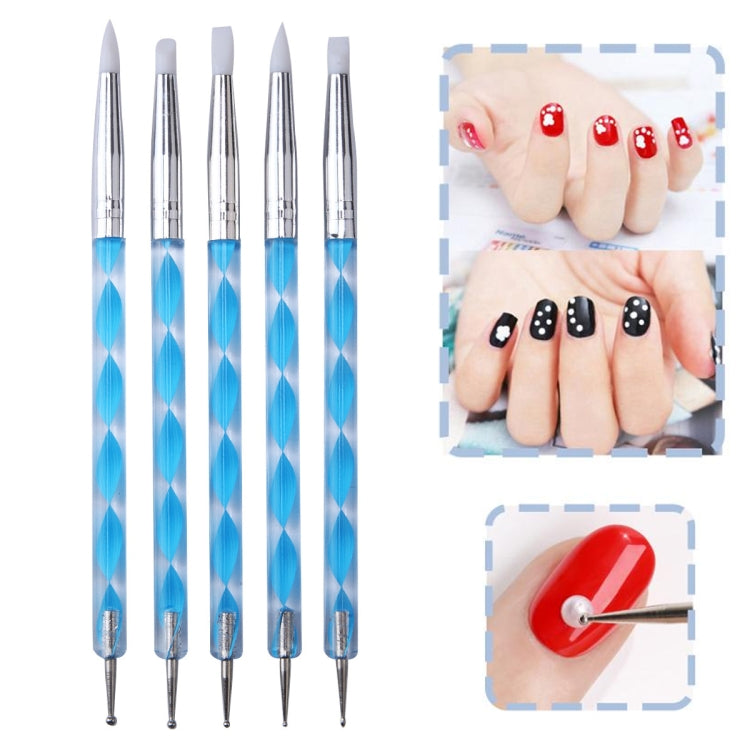 3 Pairs Nail Pen 5 Spiral Rod Silicone Pen Point Drill Pen Double Head Nail Pen Nail Tool