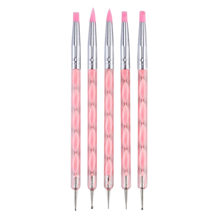 3 Pairs Nail Pen 5 Spiral Rod Silicone Pen Point Drill Pen Double Head Nail Pen Nail Tool
