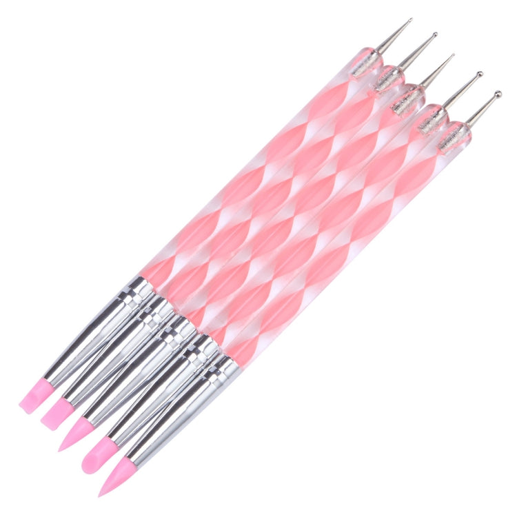 3 Pairs Nail Pen 5 Spiral Rod Silicone Pen Point Drill Pen Double Head Nail Pen Nail Tool