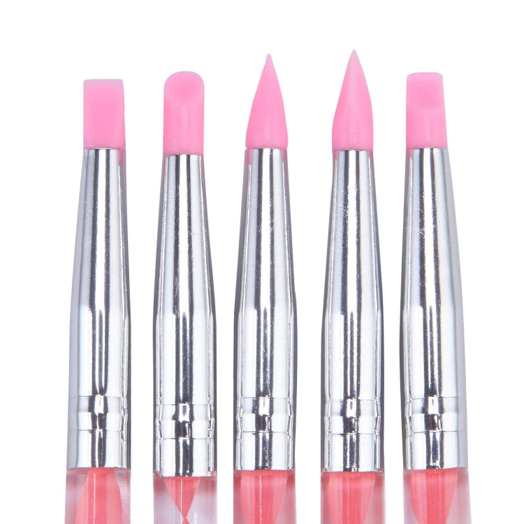 3 Pairs Nail Pen 5 Spiral Rod Silicone Pen Point Drill Pen Double Head Nail Pen Nail Tool