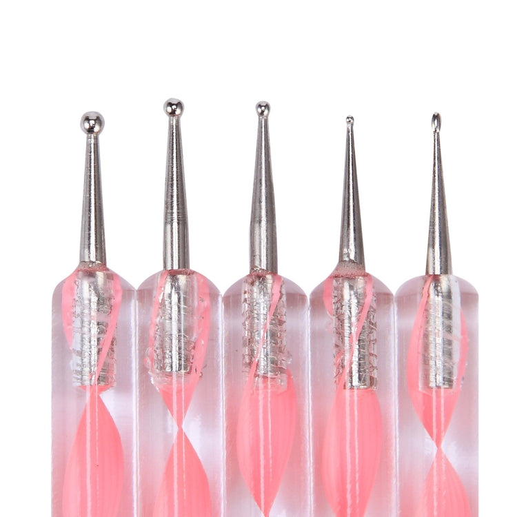3 Pairs Nail Pen 5 Spiral Rod Silicone Pen Point Drill Pen Double Head Nail Pen Nail Tool