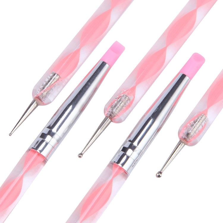 3 Pairs Nail Pen 5 Spiral Rod Silicone Pen Point Drill Pen Double Head Nail Pen Nail Tool