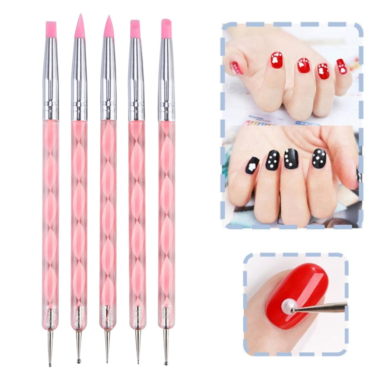 3 Pairs Nail Pen 5 Spiral Rod Silicone Pen Point Drill Pen Double Head Nail Pen Nail Tool