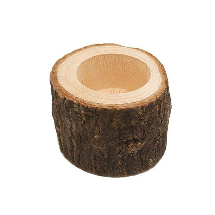 Wooden Crafts Ornaments Creative Bark Wood Pile Candle Holder Home Decoration, Without Candle, Style:Medium