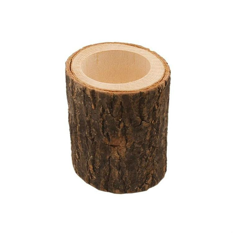Wooden Crafts Ornaments Creative Bark Wood Pile Candle Holder Home Decoration, Without Candle, Style:Long