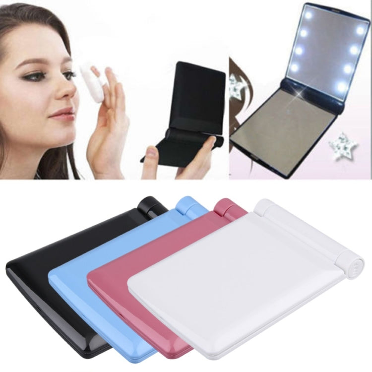 2 PCS Lady Cosmetic Vanity Mirror Folding Portable Pocket  Built-in LED Lighting Bulbs
