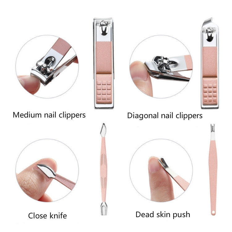 15 In 1  Stainless Steel Pink Manicure Tool Set