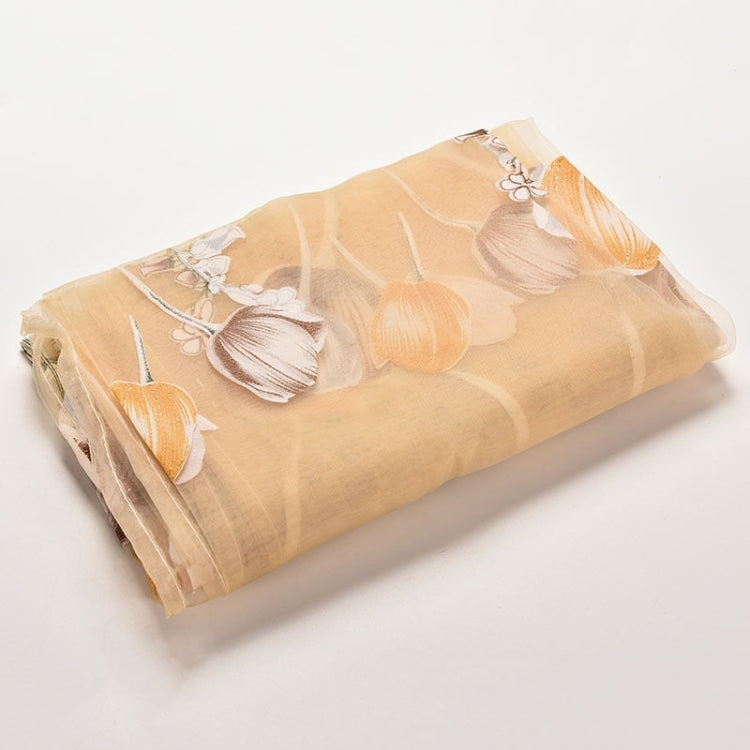 Tulip Print Curtain Bedroom Living Room Balcony Tulle Sunshade Curtain, Size:100x200CM With Bead