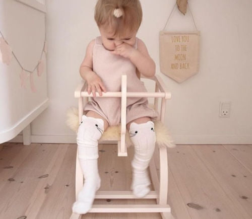 Cute Cartoon Cotton Baby Kids Girls Toddler Knee High Socks, Kid Size:S(Pink)