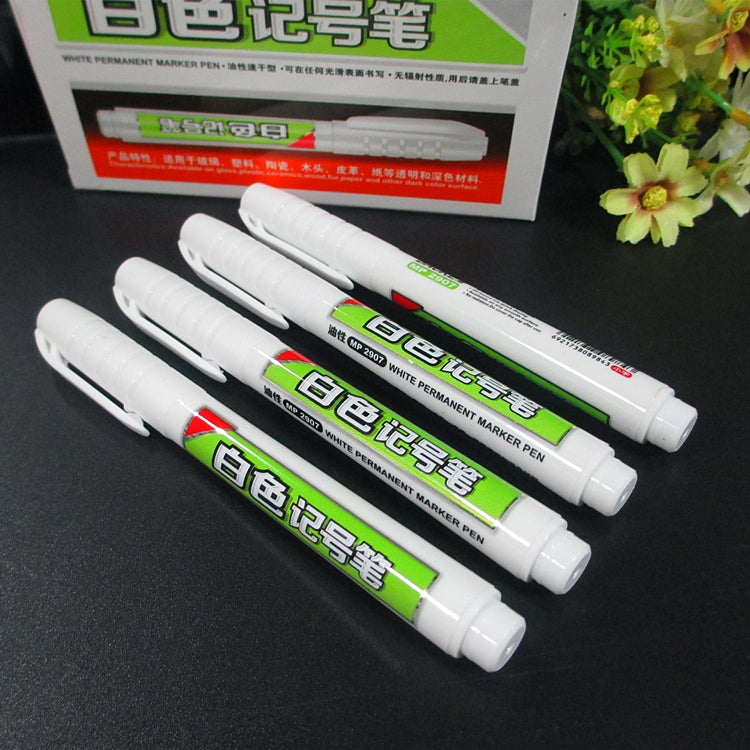 2 PCS Single Headed White Magic Marker Pen Mark Optical Disc Glass Ceramic Plastic Oily Marker(White)