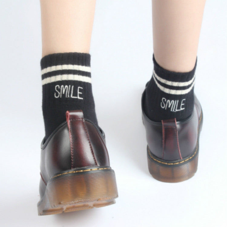 Embroidered Striped Sports Cotton Tube Sock, Size:One Size