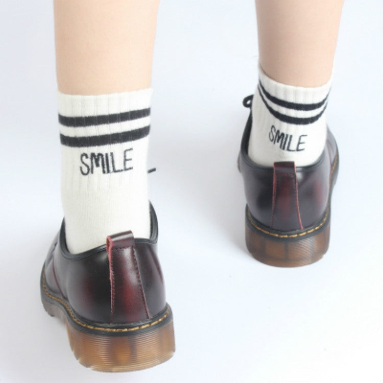 Embroidered Striped Sports Cotton Tube Sock, Size:One Size