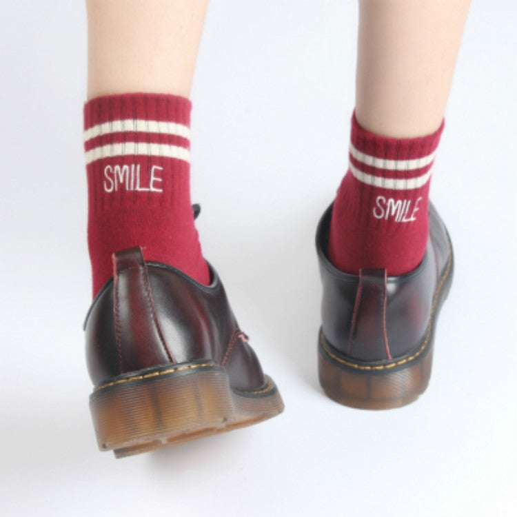 Embroidered Striped Sports Cotton Tube Sock, Size:One Size
