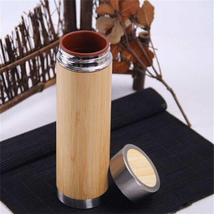 Creative Bamboo Thermos Bottle Stainless Steel Vacuum Flask, Inner gallbladder:Purple Clay