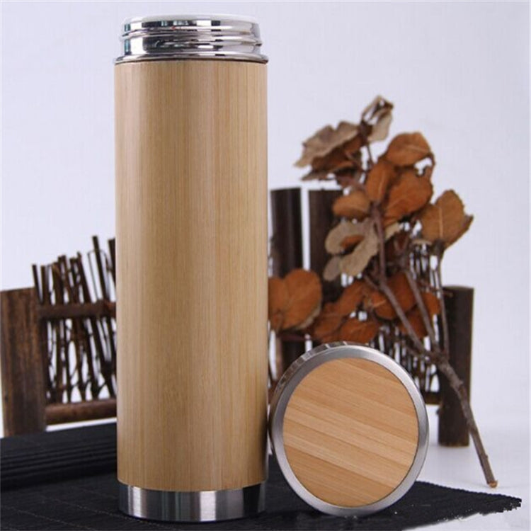 Creative Bamboo Thermos Bottle Stainless Steel Vacuum Flask, Inner gallbladder:Purple Clay