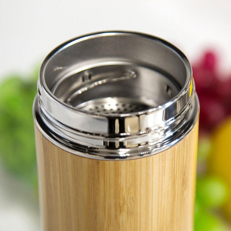 Creative Bamboo Thermos Bottle Stainless Steel Vacuum Flask, Inner gallbladder:Purple Clay