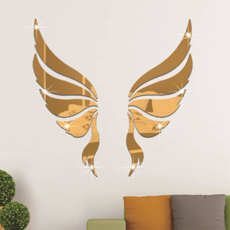 Crystal Three Dimensional Decorative Wall Stickers Angel Wings Bedroom Decorative Mirror
