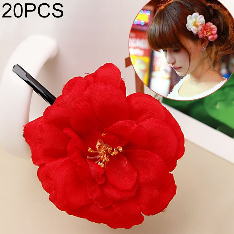 20 PCS Photo Headwear Simulation Small Peony Flower Hairpin Word Clip Beach Vacation Hair Accessories