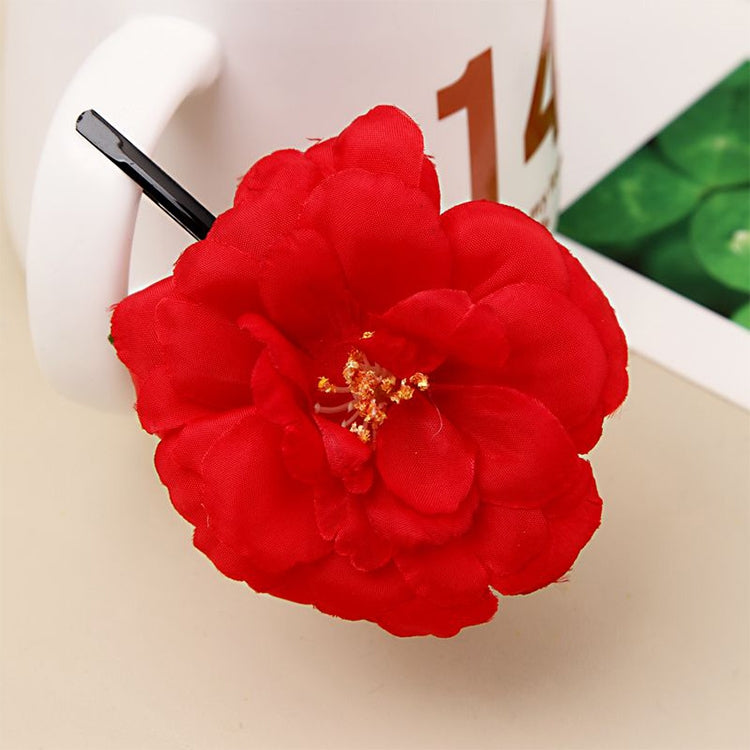 20 PCS Photo Headwear Simulation Small Peony Flower Hairpin Word Clip Beach Vacation Hair Accessories