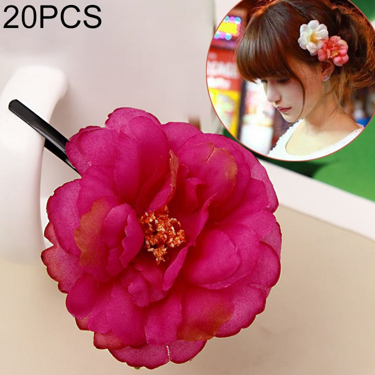 20 PCS Photo Headwear Simulation Small Peony Flower Hairpin Word Clip Beach Vacation Hair Accessories