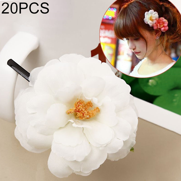 20 PCS Photo Headwear Simulation Small Peony Flower Hairpin Word Clip Beach Vacation Hair Accessories