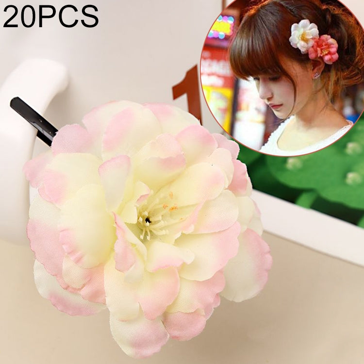 20 PCS Photo Headwear Simulation Small Peony Flower Hairpin Word Clip Beach Vacation Hair Accessories
