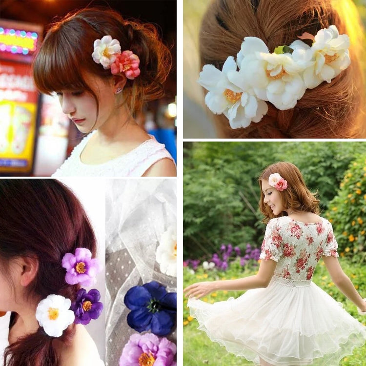 20 PCS Photo Headwear Simulation Small Peony Flower Hairpin Word Clip Beach Vacation Hair Accessories