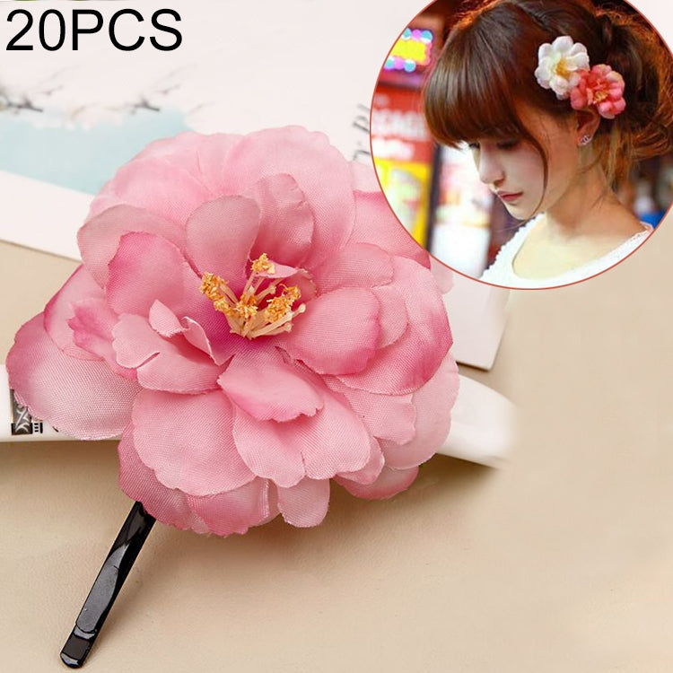 20 PCS Photo Headwear Simulation Small Peony Flower Hairpin Word Clip Beach Vacation Hair Accessories