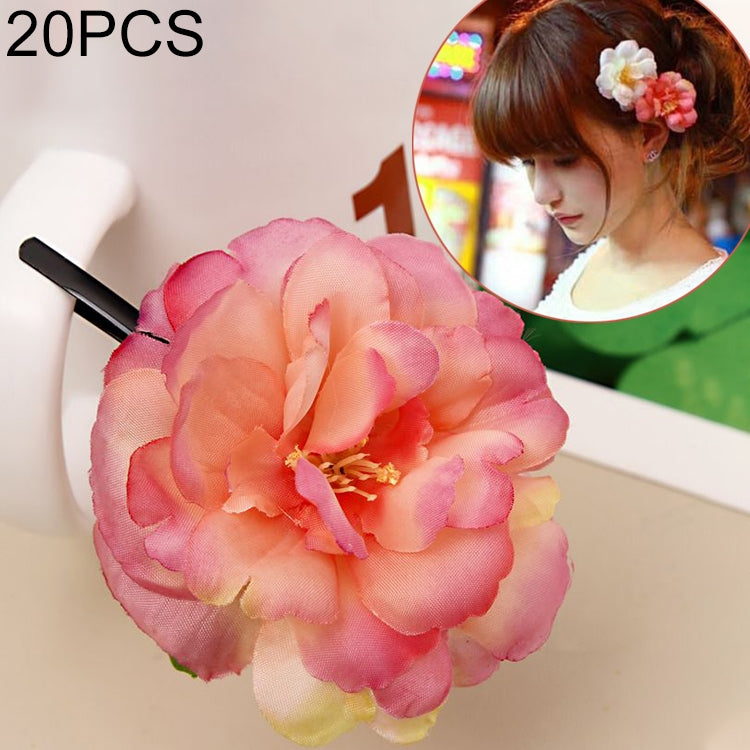 20 PCS Photo Headwear Simulation Small Peony Flower Hairpin Word Clip Beach Vacation Hair Accessories