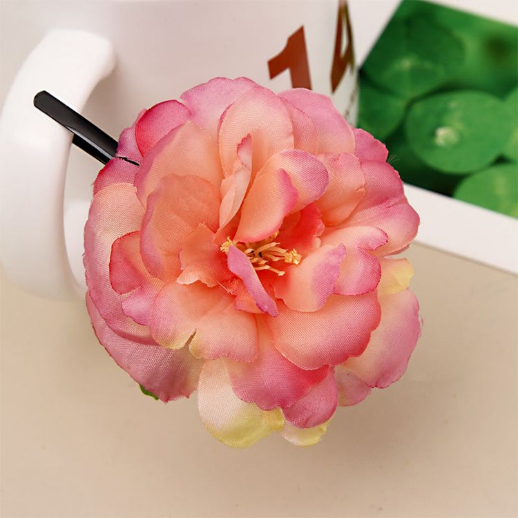 20 PCS Photo Headwear Simulation Small Peony Flower Hairpin Word Clip Beach Vacation Hair Accessories
