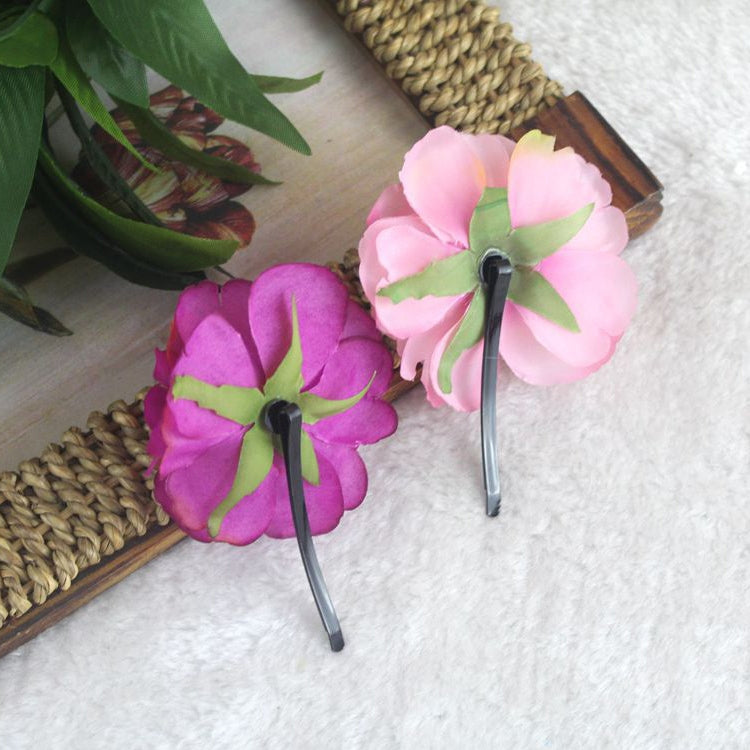 20 PCS Photo Headwear Simulation Small Peony Flower Hairpin Word Clip Beach Vacation Hair Accessories
