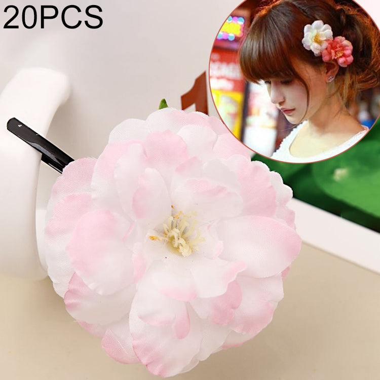 20 PCS Photo Headwear Simulation Small Peony Flower Hairpin Word Clip Beach Vacation Hair Accessories
