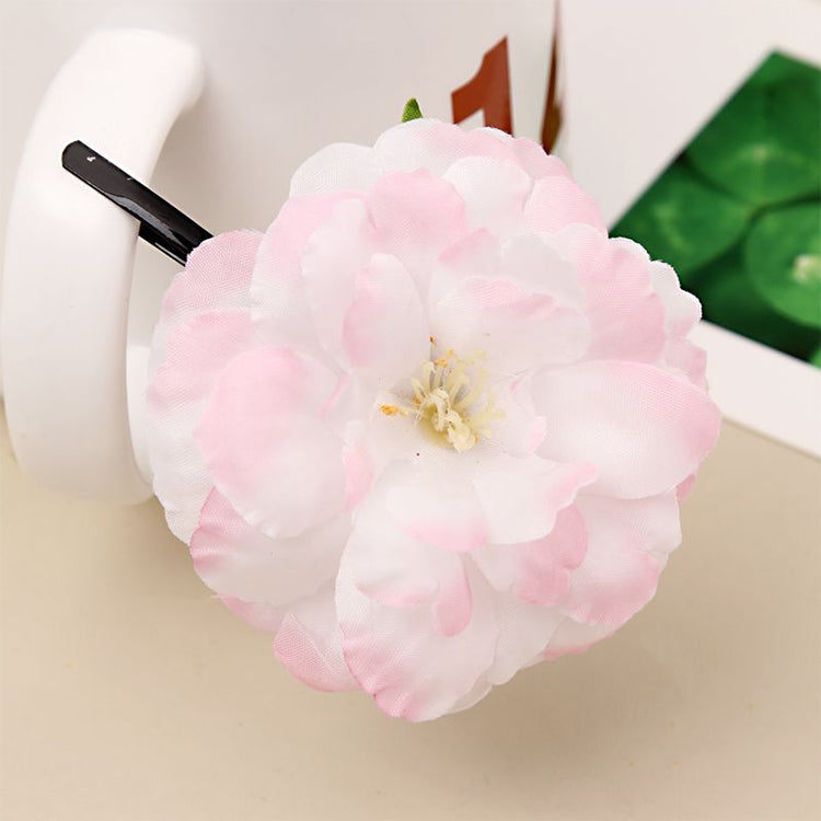 20 PCS Photo Headwear Simulation Small Peony Flower Hairpin Word Clip Beach Vacation Hair Accessories