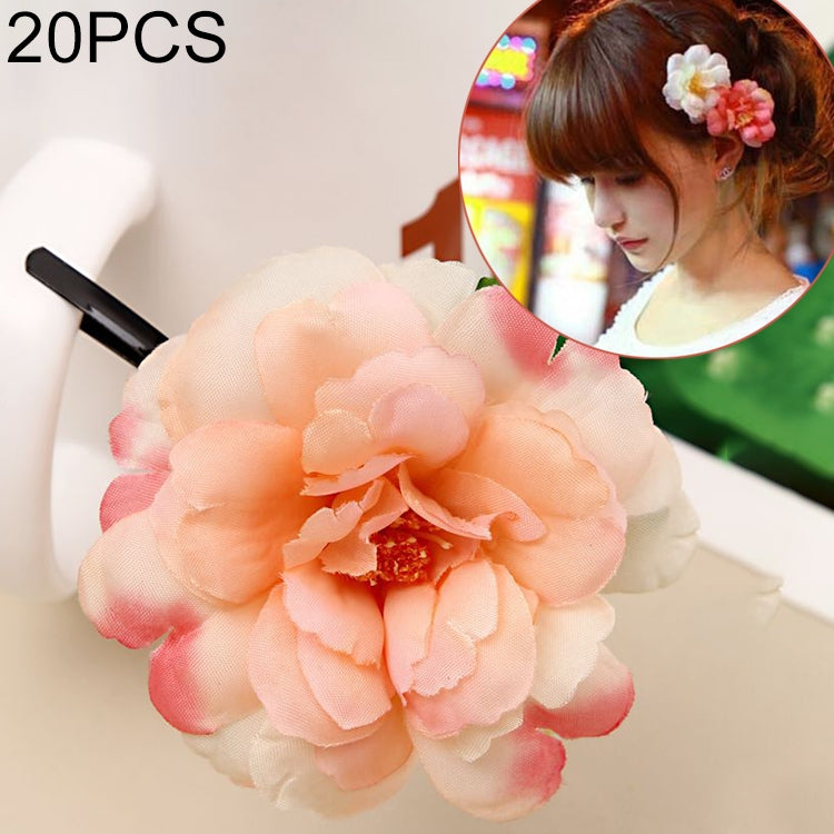 20 PCS Photo Headwear Simulation Small Peony Flower Hairpin Word Clip Beach Vacation Hair Accessories