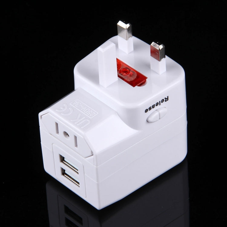 USV Fuse World-Wide Universal Travel Adapter with Built-in Dual USB Ports Charger for US, UK, AU, EU