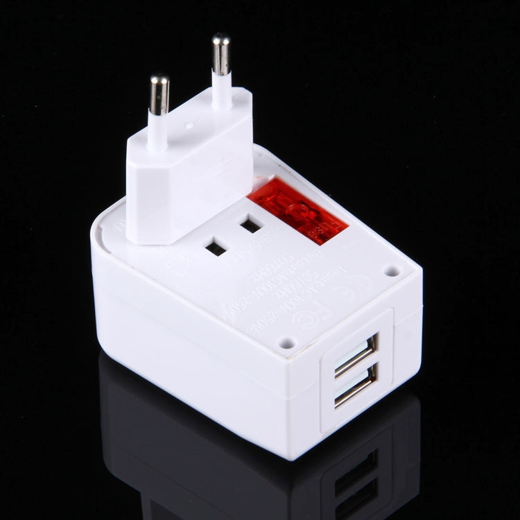 USV Fuse World-Wide Universal Travel Adapter with Built-in Dual USB Ports Charger for US, UK, AU, EU