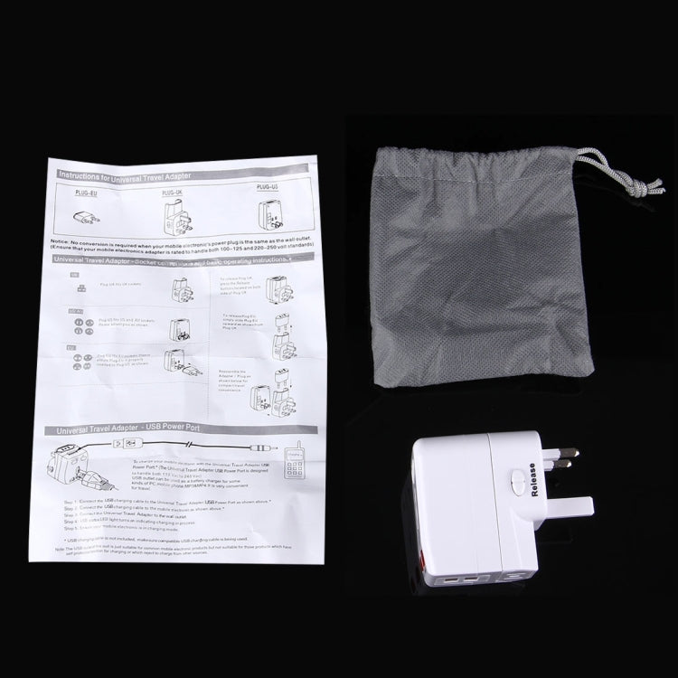 USV Fuse World-Wide Universal Travel Adapter with Built-in Dual USB Ports Charger for US, UK, AU, EU